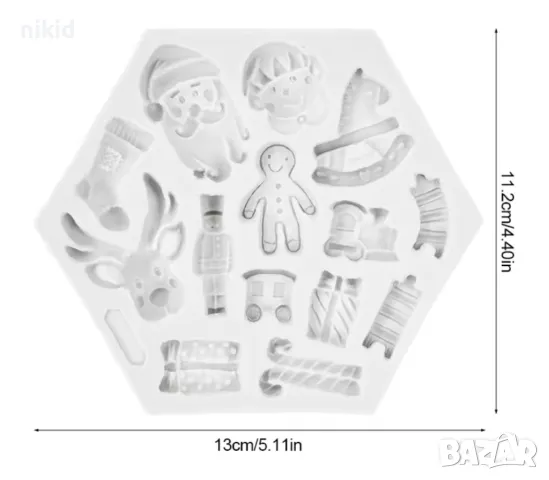 Микс коледен коледни конче елен Дядо Коледа подарък човече силиконов молд форма фондан шоколад гипс, снимка 3 - Форми - 20428321