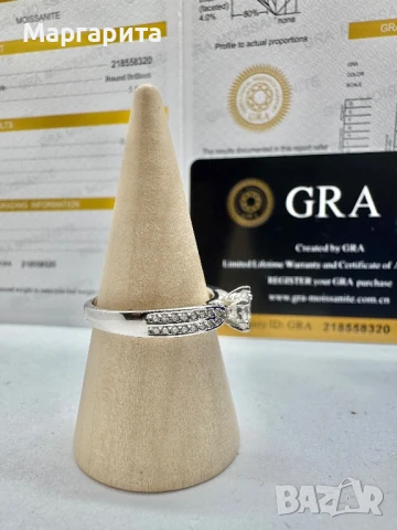 Сребърна пръстен с мойсанит 0.5 карата, снимка 3 - Пръстени - 51272705