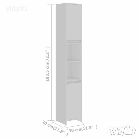 vidaXL Шкаф за баня, бял, 30x30x183,5 см, ПДЧ, снимка 8 - Шкафове - 56147859