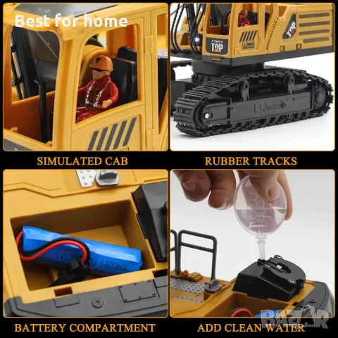 Голям багер с дистанционно управление Fistone 1:14, метална кофа, снимка 4 - Коли, камиони, мотори, писти - 48822101