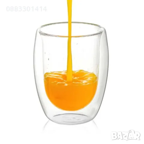 Комплект 2 броя Чаша за капучино Лате Двойно дъно , снимка 3 - Други - 47337340