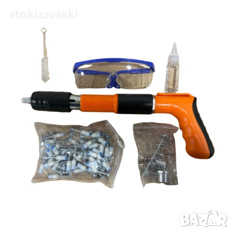 Професионален пистолет за забиване на пирони + 50 броя пирона, снимка 6 - Куфари с инструменти - 54056629