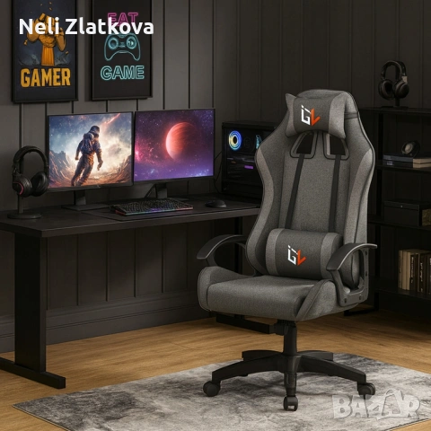Ергономичен геймърски офис стол с лумбална и шийна опора , снимка 2 - Столове - 53049266