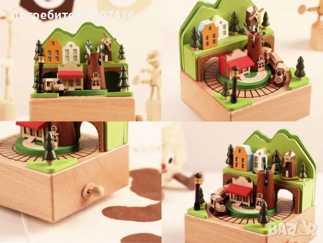 Ръчно изработена дървена музикална кутия с влакче, снимка 9 - Декорация за дома - 52746988