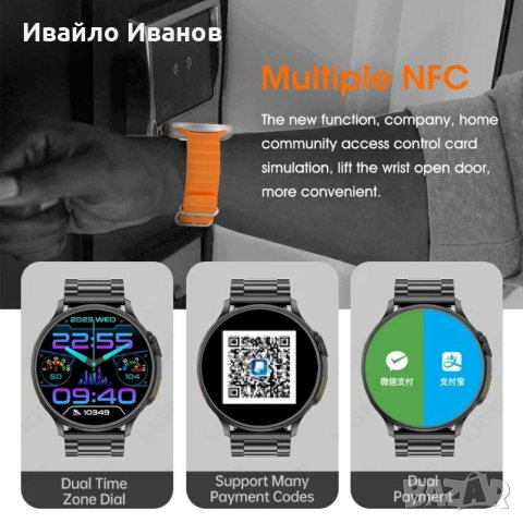 1,6" Smart часовник-NFC ECG+PPG Bluetooth Call GPS Tracker IP68, снимка 5 - Смарт гривни - 42140674