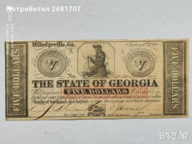 5 долара от Гражданска война на САЩ, снимка 1 - Нумизматика и бонистика - 34430138