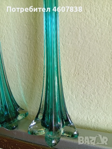 Вази стъкло тюркоазени 40 и 30 см, снимка 2 - Други - 52388410