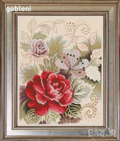 гоблен "РОЗА" Д46 - размери 28*36 см,; 26 цвята; 