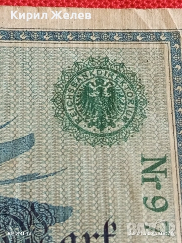 Райх банкнота 100 марки 1908г. Германия уникат за КОЛЕКЦИОНЕРИ 53251, снимка 5 - Нумизматика и бонистика - 53196296