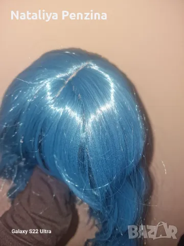 Синя вълниста перука с бритон, снимка 3 - Аксесоари за коса - 48828968