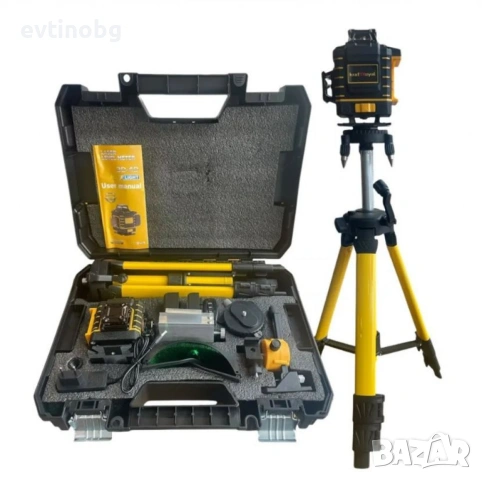 Самонивелиращ Лазерен Нивелир 4D с 16 Линии, Зелен Лазер, Тринога и Куфар, снимка 5 - Куфари с инструменти - 54063683