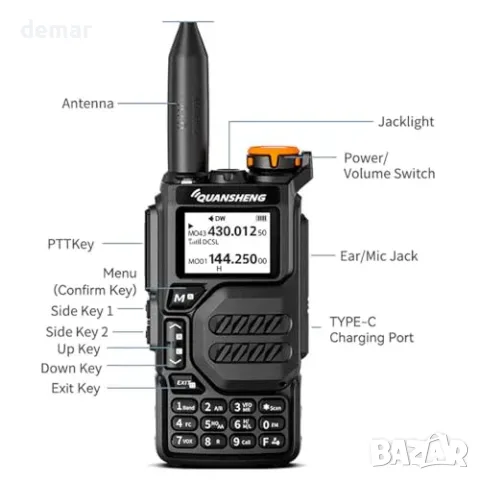 HYS Quansheng UV-K5 VHF UHF 5W радиостанция, снимка 2 - Друга електроника - 55776153