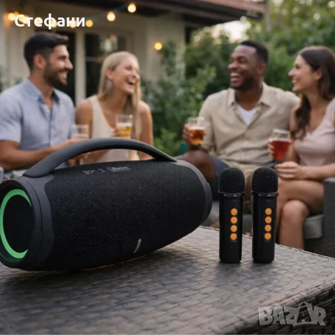 Преносима караоке тонколона с 2 микрофона B21 BOOMBOX - мощен звук и RGB Led осветление, снимка 2 - Bluetooth тонколони - 56172542