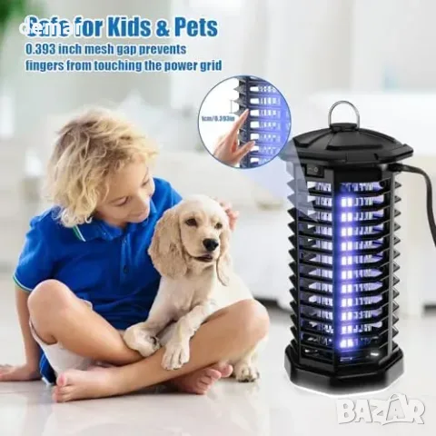 Електрическа лампа против насекоми, 18 W, UV 365 nm и решетка 4200 V, снимка 2 - Други стоки за дома - 56228526