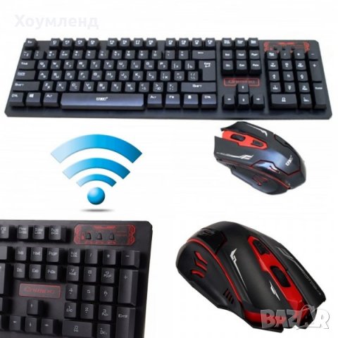  Безжична клавиатура с 2.4GhZ мишка - геймърски комплект, снимка 3 - Клавиатури и мишки - 30917348