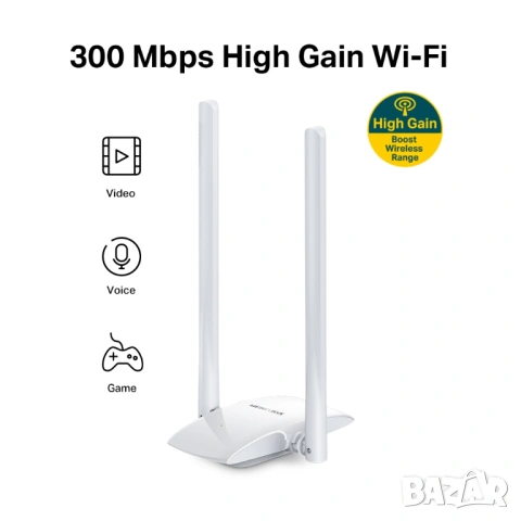 USB WI-FI адаптер, мрежова карта MERCUSYS MW300UH 300Mbps, снимка 10 - Мрежови адаптери - 54097550