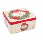 Коледна кутия Mercado Trade, За сладки, Метал, Коледен венец, Екрю