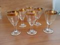 Ретро стъклени чаши чашки с златен кант, снимка 1 - Антикварни и старинни предмети - 29284923