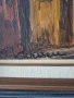 53х45см/малка стара картина масло върху платно/градски пейзаж/малка улица-къщи/дървена рамка, снимка 6