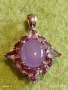 Сребърно колие с ЛАВАНДУЛОВ НЕФРИТ заобиколен от по малки фасетирани Аметисти Авторско бижу 52520, снимка 11