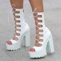 Летни боти на ток - бял лак - 101, снимка 2