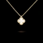 Van Cleef & Arpels VCA Gold Mother of Pearl Sweet Alhambra Clover Дамско Колие, снимка 11