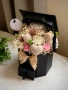 Букет с цветя от соев восък в кутия за абитуриент - черна шапка , снимка 7