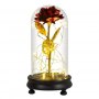 Подаръчен комплект Роза златиста светеща SS000169 под стъклен капак, снимка 1 - Други стоки за дома - 38098741