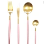 Комплект прибори за хранене от 24 части с луксозен дизайн и магнитна кутия в златисто и розово., снимка 6