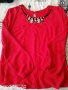 Червена копринена блуза с дълъг ръкав , снимка 1 - Блузи с дълъг ръкав и пуловери - 35307116