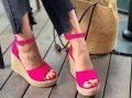 Сандали на платформа - циклама велур, снимка 2