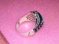 КРАСИВ СКЪПОЦЕНЕН АВТОРСКИ СРЕБЪРЕН ПРЪСТЕН СРЕБРО 925 с ШЛИФОВАН ХРИЗОПРАЗ и ПЕЧАТ на ЮВЕЛИРА 43354, снимка 18