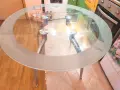 Трапезна стъклена маса, кръгла , снимка 3