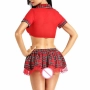 Еротичен костюм на ученичка/студентка в червен цвят от две части - Код: 925, снимка 4