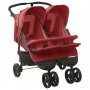 Количка за близнаци, червена, стомана, снимка 1 - Детски колички - 38087944