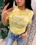 Тениска с лимони и надпис Hello Yellow в жълт цвят, снимка 1