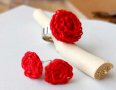 Комплект пръстен и обеци с плетени розички , снимка 1 - Подаръци за жени - 31170635