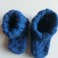 сини бебешки плетени терлички, ходило 9см, снимка 1 - Бебешки чорапи - 39307076