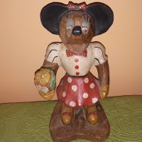 Много стара дървена фигура на Мини Маус от 30-те години на миналия век, снимка 2 - Антикварни и старинни предмети - 34224756