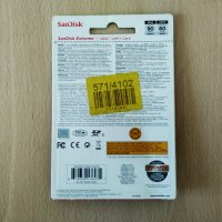 SanDisk Extreme SDXC 256GB 90MB/s UHS-I U3 V30 карта памет за 4К видео, снимка 2 - Чанти, стативи, аксесоари - 22569686