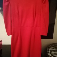 Червена рокля с буфан ръкав, снимка 3 - Рокли - 30383788