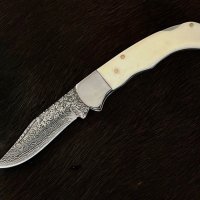 Класически сгъваеми джобен нож (серия Дамаск) с костна дръжка., снимка 1 - Ножове - 39501841