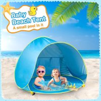Ocean World Бебешка плажна палатка с басейн 3-48 месеца (UV защита - синя), снимка 6 - Други - 44200797