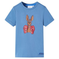 Детска тениска с къс ръкав, средно синьо, 116（SKU:11876, снимка 1 - Детски тениски и потници - 44772923