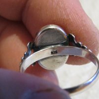 Стар красив дамски сребърен пръстен кехлибар  - за успокоение, сила защита, снимка 4 - Пръстени - 29932372