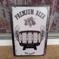 Метална табела бира рекламна бъчва бирария бар Premium beer Best Quality буре, снимка 1 - Колекции - 42748814