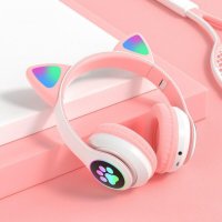 Bluetooth слушалки CAT, STN-28 - Котешки слушалки, Деца, MP3, LED, снимка 1 - Слушалки и портативни колонки - 42902056