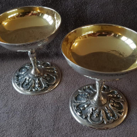 КРАСИВИ Чаши чаша сребърни с позлата за вино и шампанско 19 век, снимка 4 - Антикварни и старинни предмети - 36281299