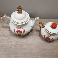 Български видински порцеланов чайник,кана и захарница, снимка 8 - Антикварни и старинни предмети - 38025283
