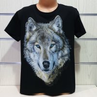 Нова детска тениска с трансферен печат Вълк със сини очи, Серия Вълци, снимка 8 - Детски тениски и потници - 29902567
